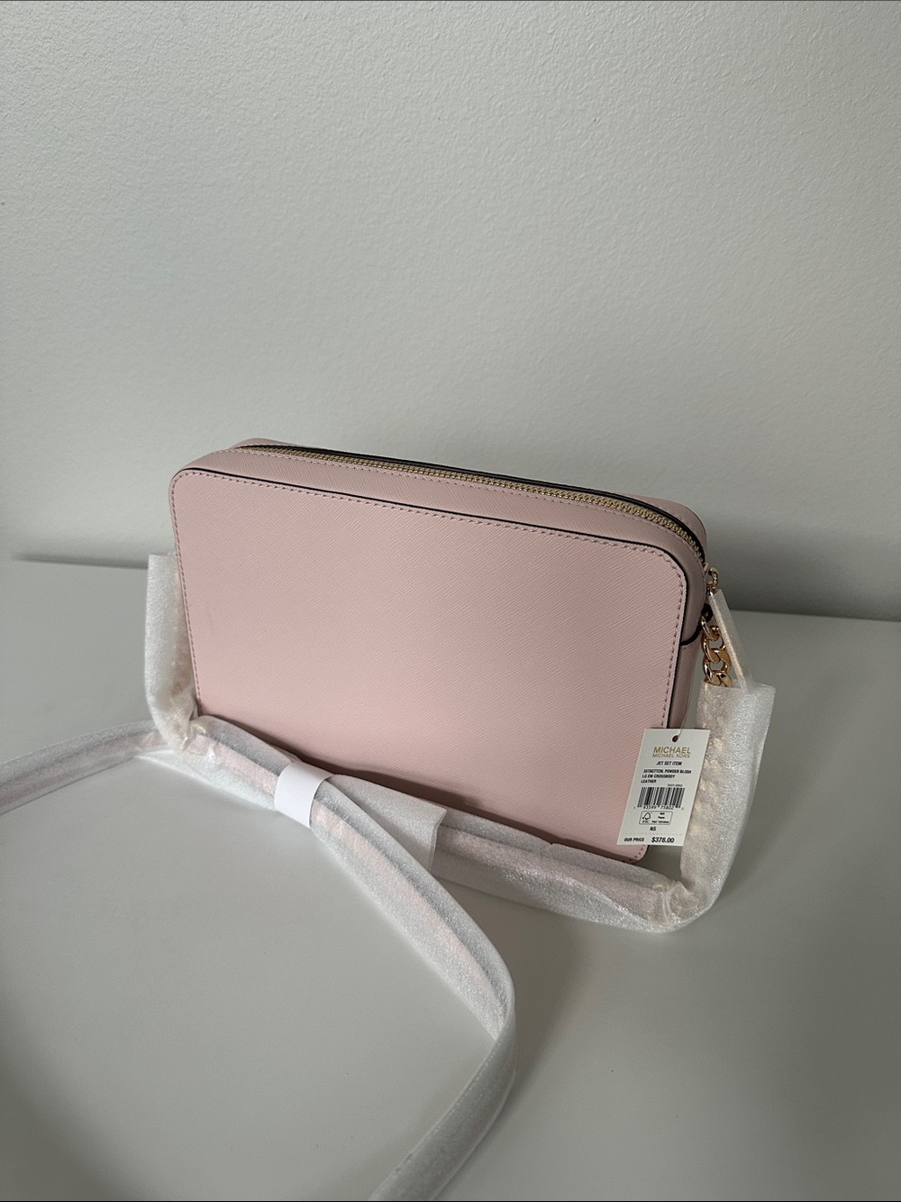 NWT Michael Kors Jet Set Large Powder Blush Saffiano Leather Crossbody - Picture 8 of 8